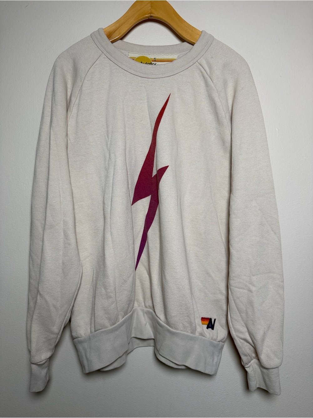Aviator Nation Vintage White Bolt Sweatshirt Size S